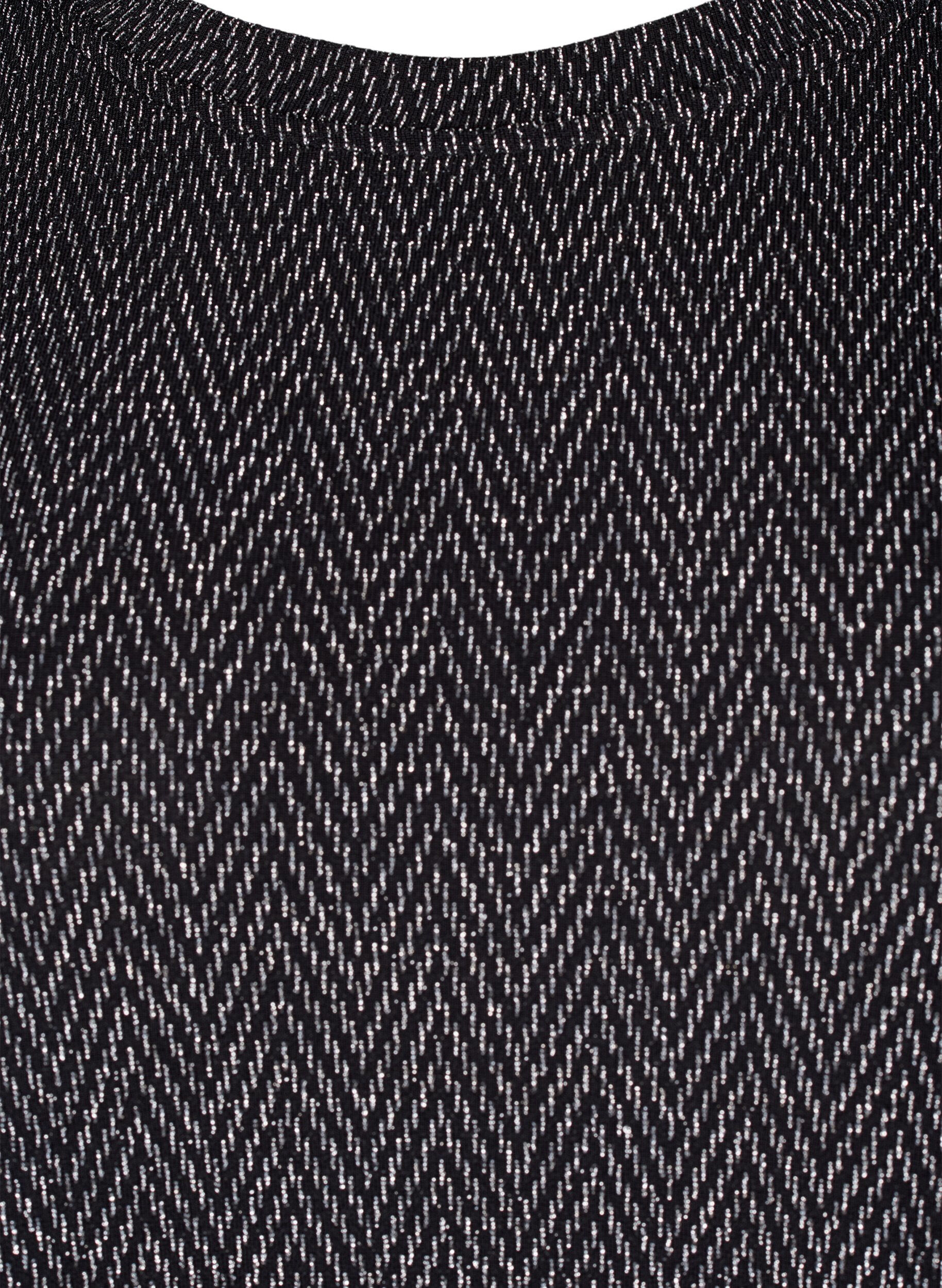 Zizzi Jurk met zigzagpatroon en glitter, Silver ZigZagShimmer, Packshot image number 2