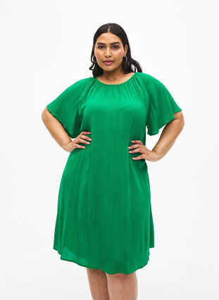 Viscose jurk met korte mouwen, Jolly Green, Model image number 0