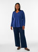 Jersey blouse met een geribde textuur en een A-lijn pasvorm, Blauw, Model image number 1