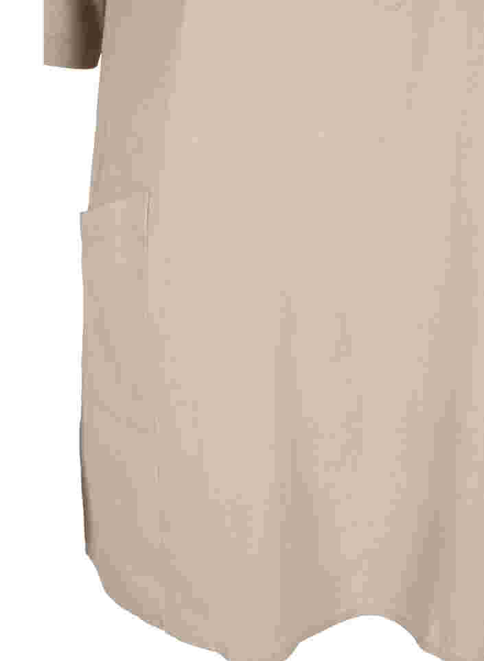 Katoenen tuniek met korte mouwen en zakken, Simply Taupe, Packshot image number 3