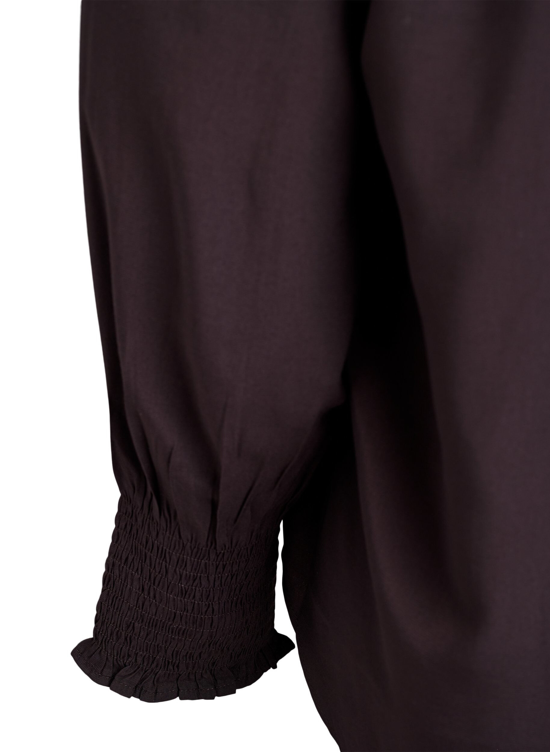 Zizzi Blouse met ruches kraag en plooien, Bruin, Packshot image number 3