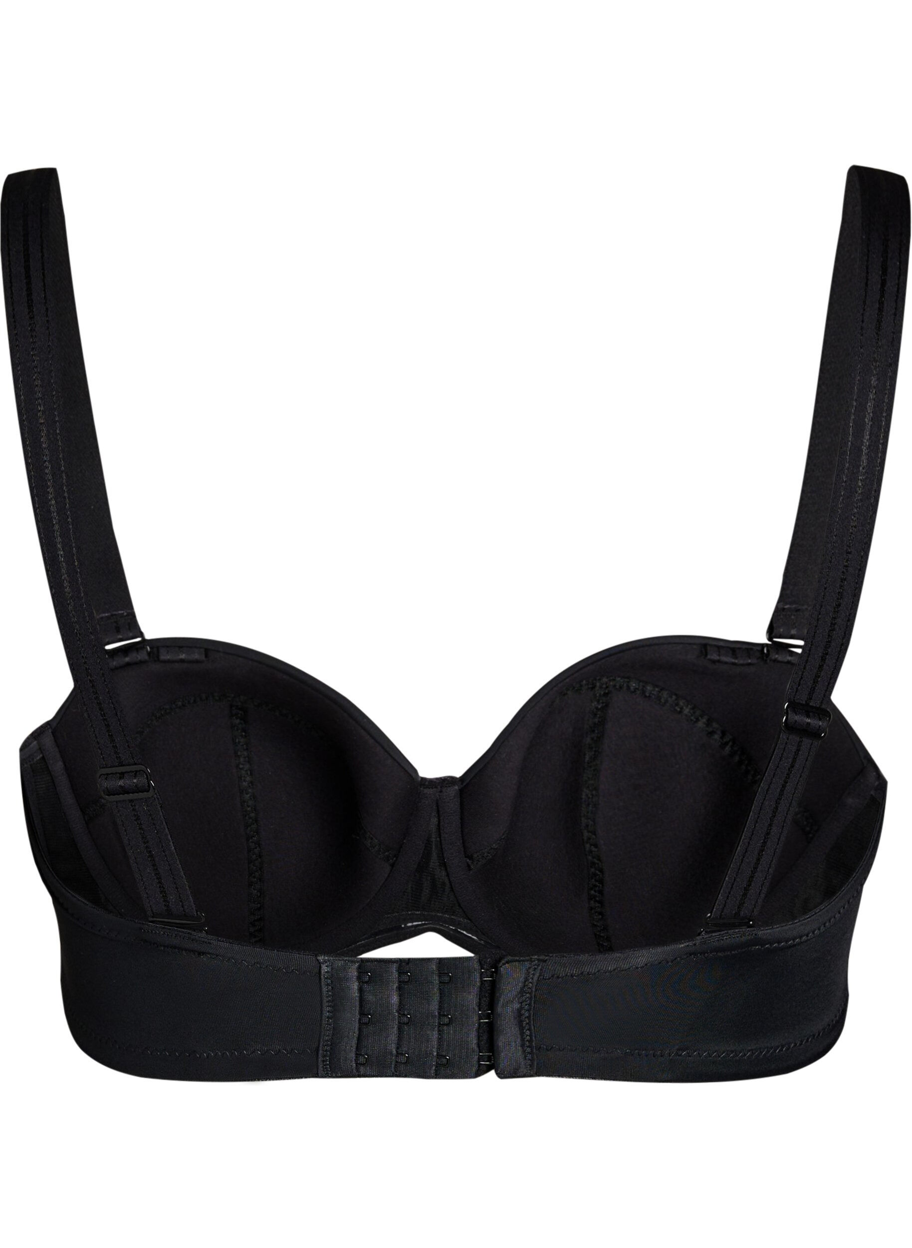 Zizzi Gewatteerde strapless BH met afneembare bandjes, Zwart, Packshot image number 1