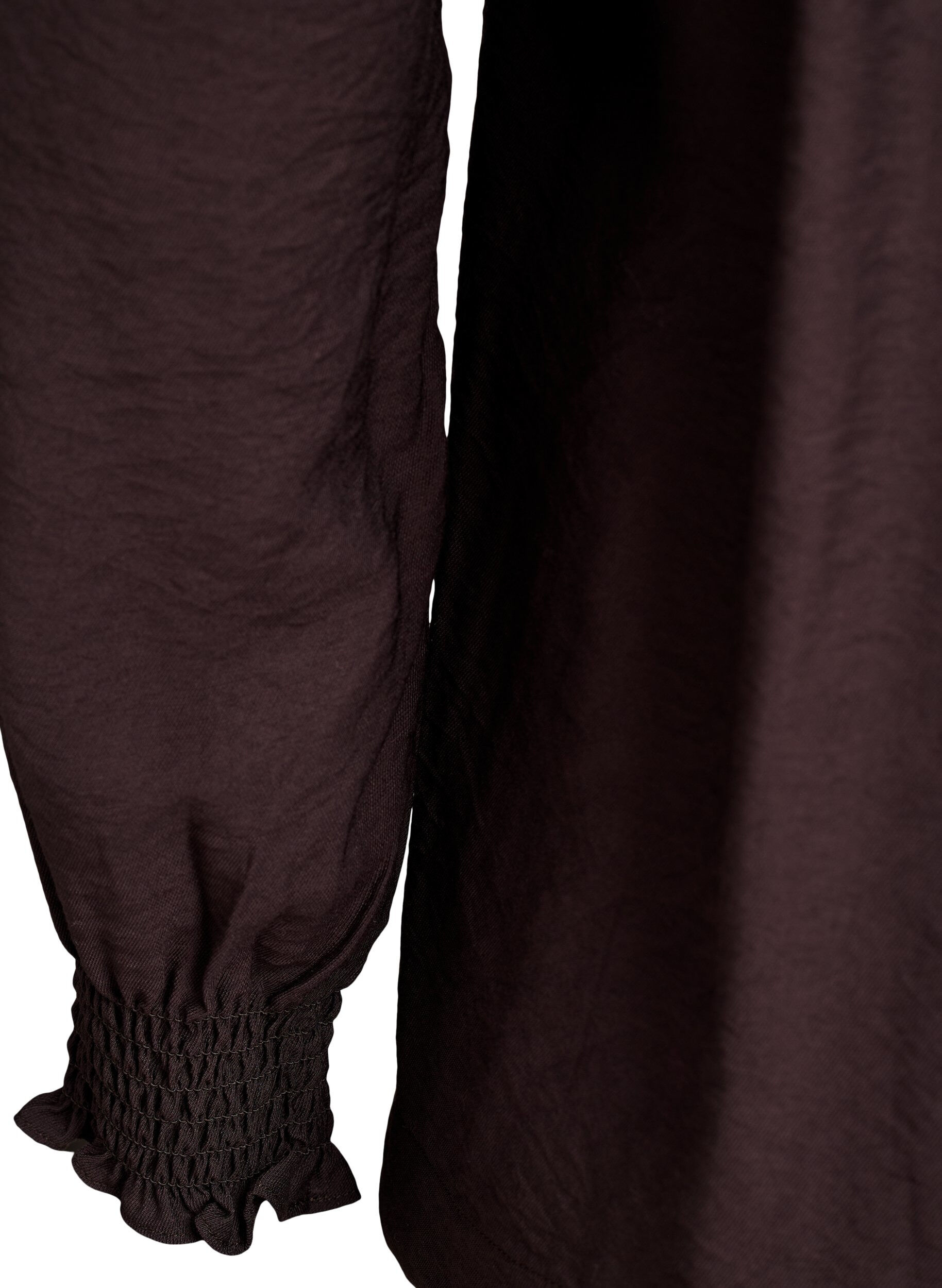 Zizzi Viscose blouse met smock en geplooide details, Bruin, Packshot image number 3