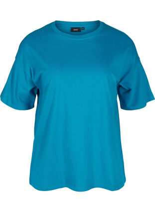 Katoenen t-shirt met korte mouwen, Fjord Blue, Packshot image number 0