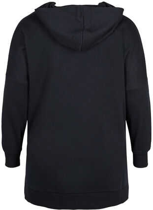 Sweatshirt met capuchon en contrasterend koord, Black, Packshot image number 1