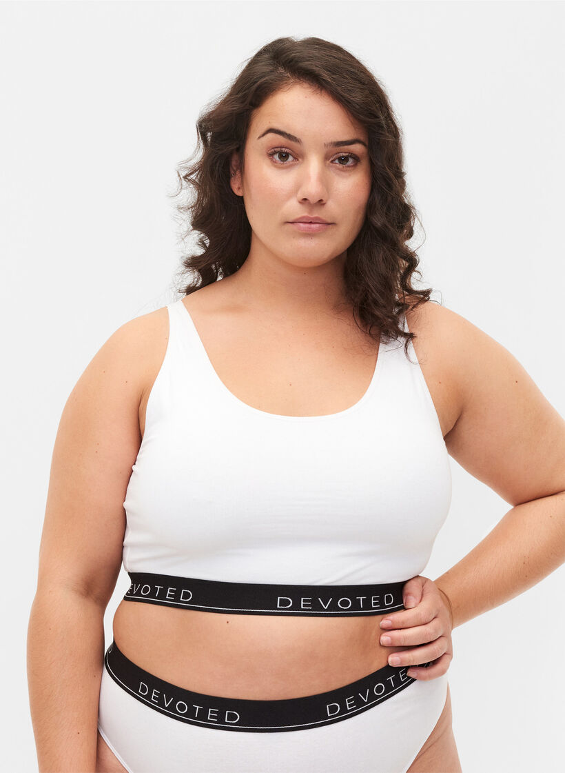 Katoenen beha met verstelbare bandjes, Wit, Model image number 0