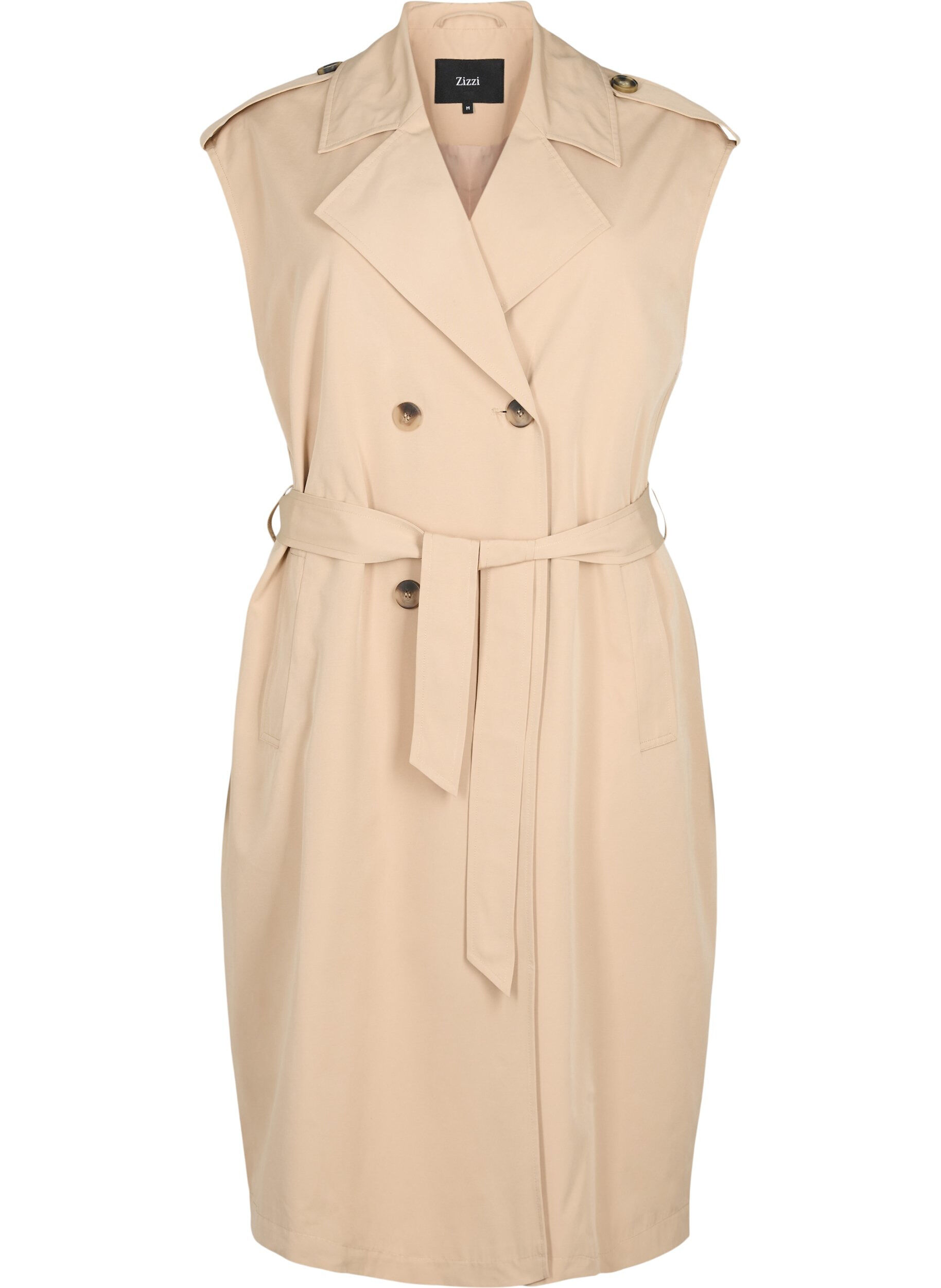 Zizzi Lang vest met riem, Nomad, Packshot image number 0