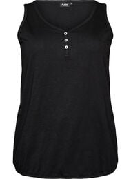 Tanktop in biologisch katoen met V-hals en knopen, Zwart
