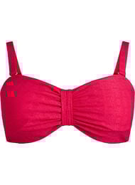 Bandeau bikinitop met een textuurpatroon en afneembare bandjes, Roze