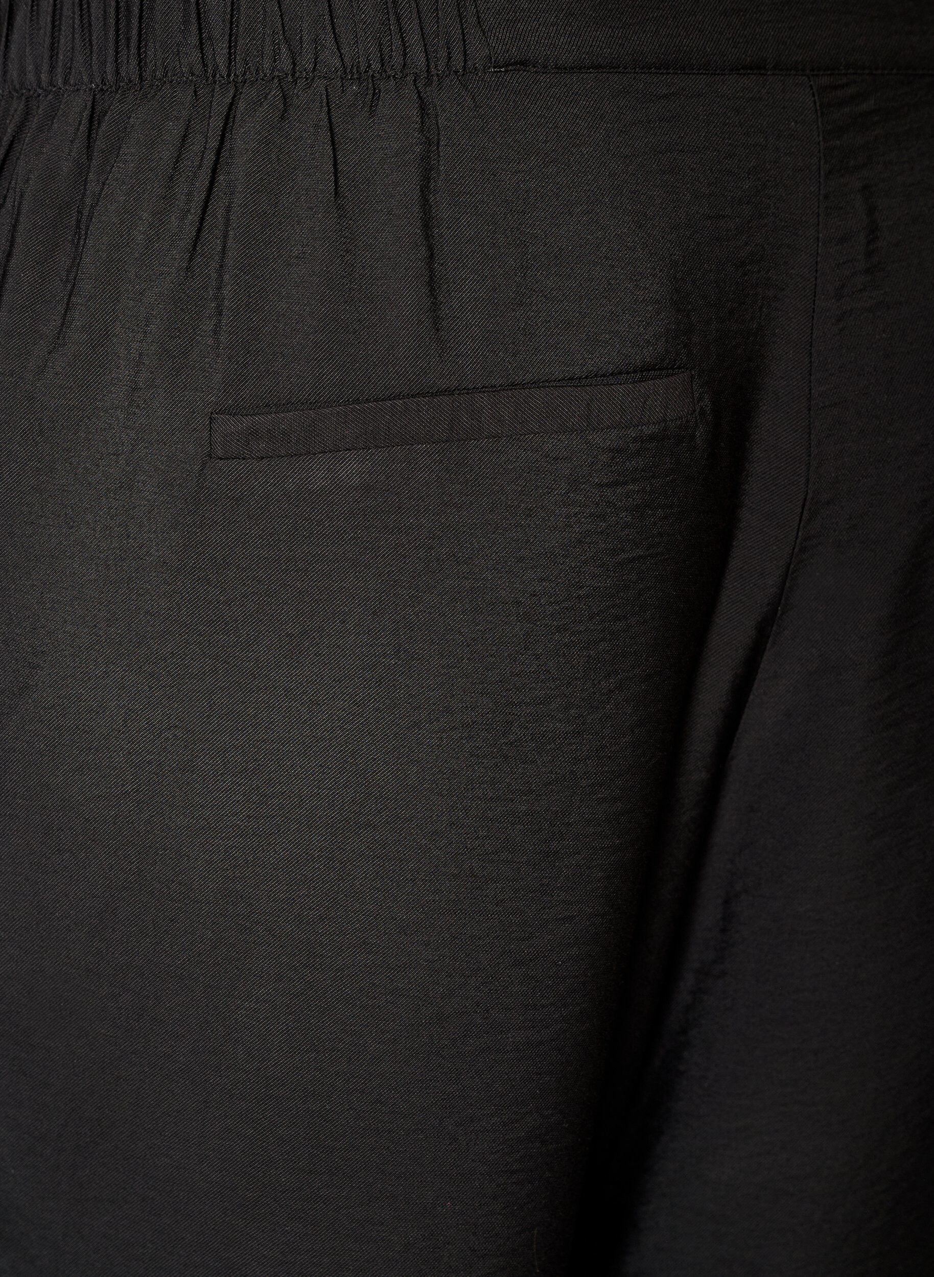 ZizziViscose broek met elastische taille en rechte pijpen, Zwart, Packshot image number 3