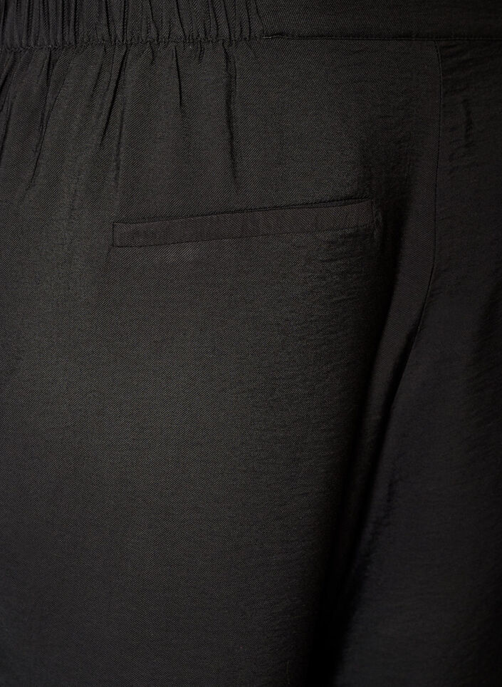 Viscose broek met elastische taille en rechte pijpen, Zwart, Packshot image number 3