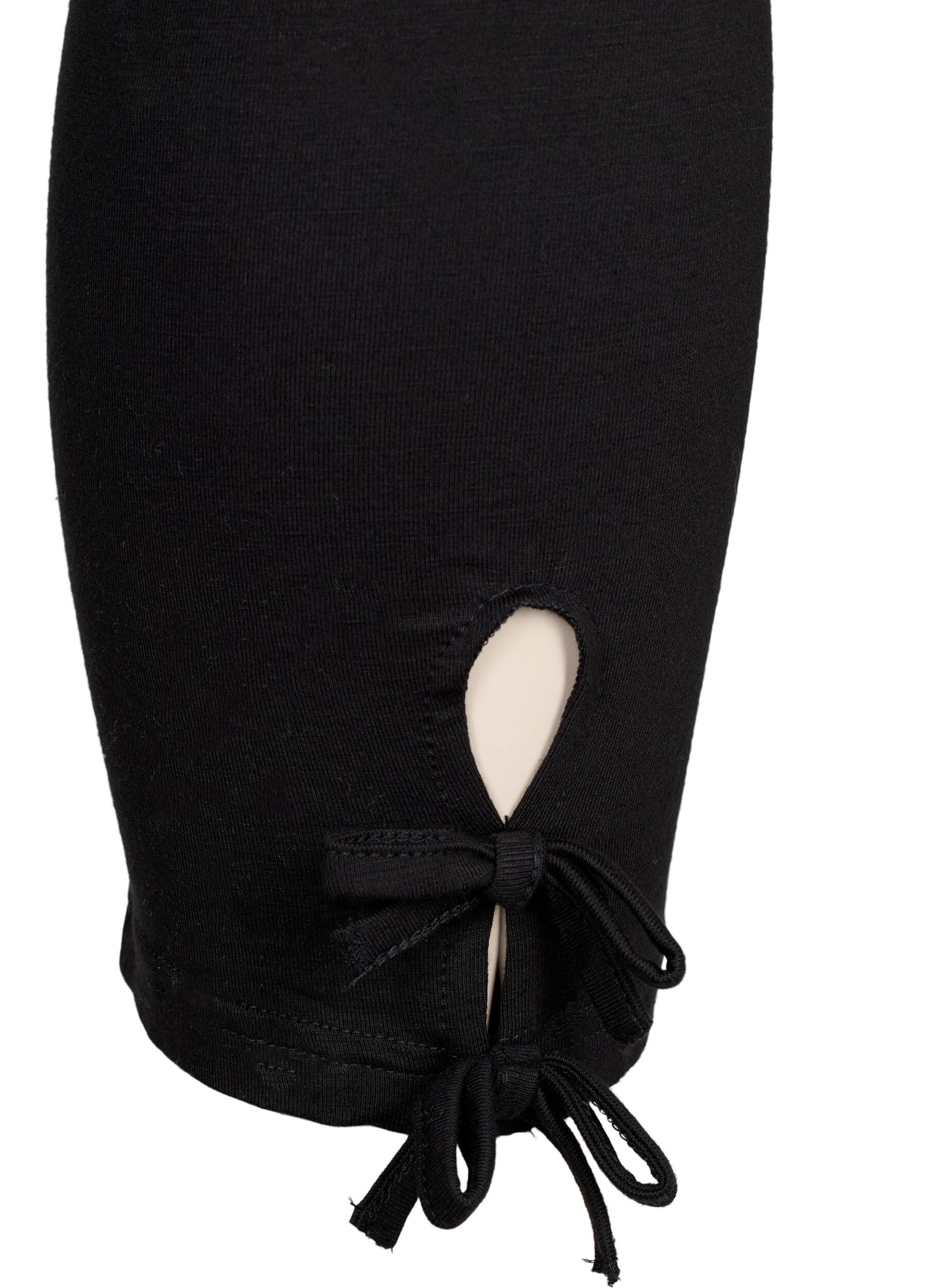 Zizzi 3/4 legging in viscose met strik, Black, Packshot image number 3