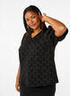 Jacquard blouse met korte mouwen en strikjes, Black W. Bow, Model image number 0