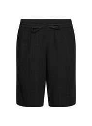 Los katoenen mousseline shorts met een hoge taille, Zwart