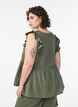 Mouwloze blouse van katoen mousseline met ruches, Groen, Model image number 2