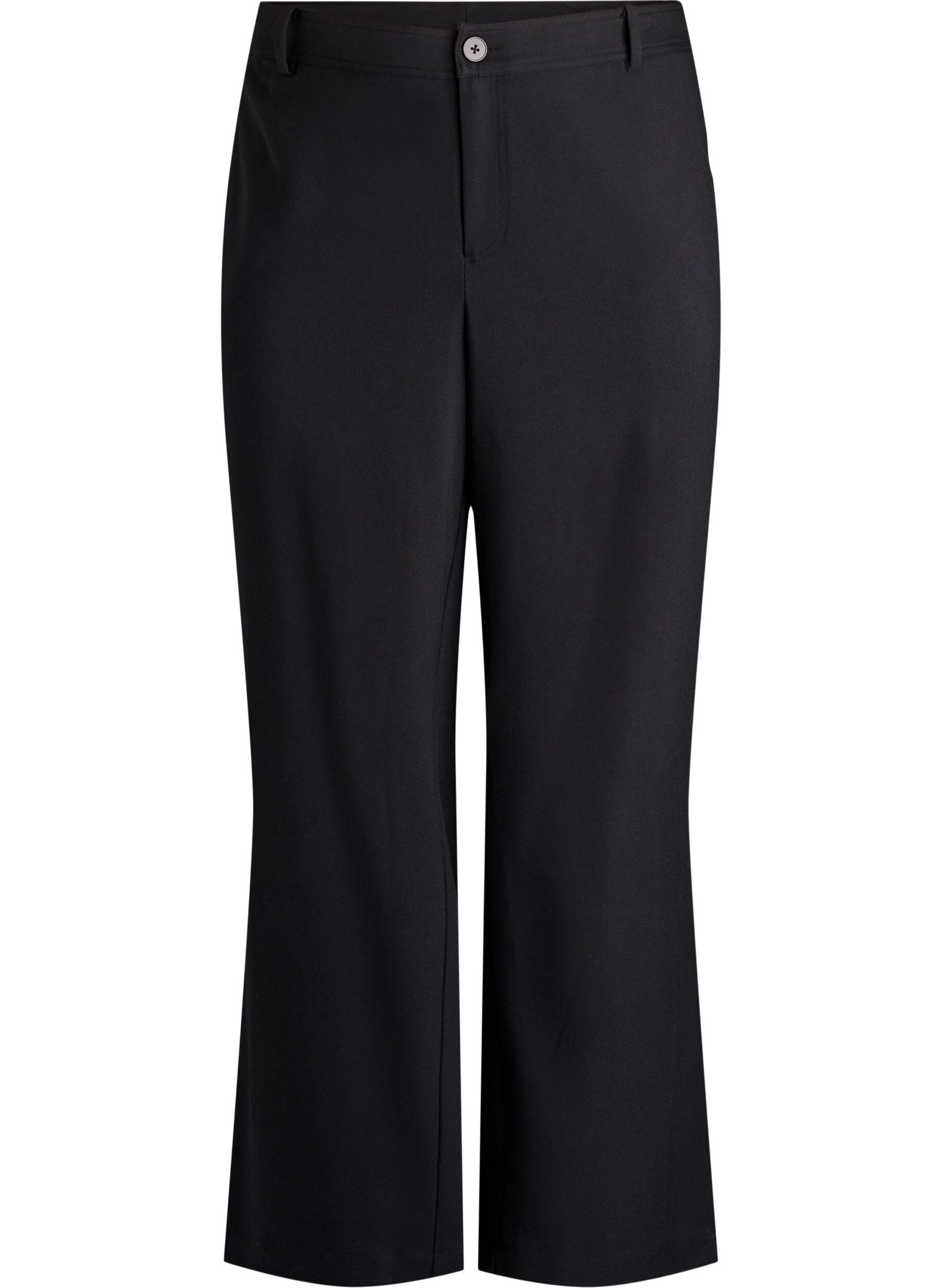 Zizzi Pantalon met hoge taille en straight-fit, Zwart, Packshot image number 0
