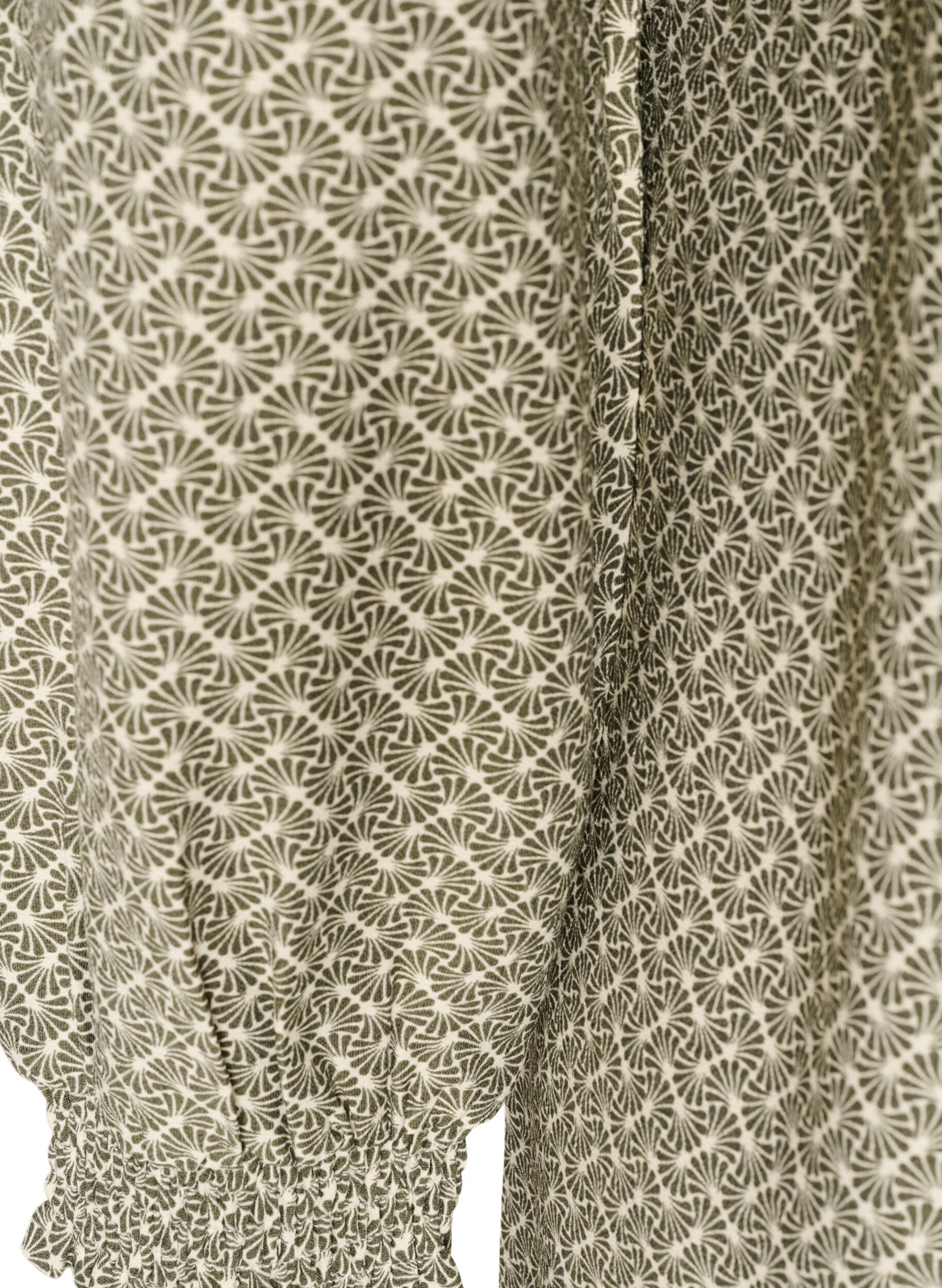 ZizziJurk van viscose met patroon en lange mouwen, Groen, Packshot image number 3