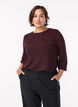 Blouse met visgraatpatroon en glinsterend garen, Donker Bordeaux, Model image number 0
