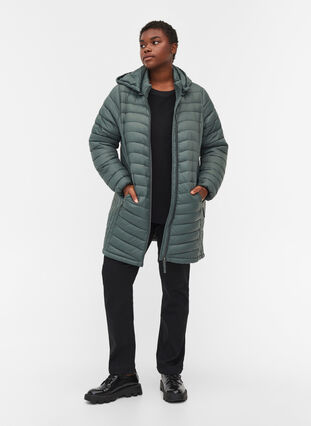 Gewatteerde lichte jas met afneembare capuchon en zakken, Urban Chic, Model image number 2