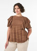 Blouse met smockstructuur en ruchesmouwen, Bruin, Model image number 0
