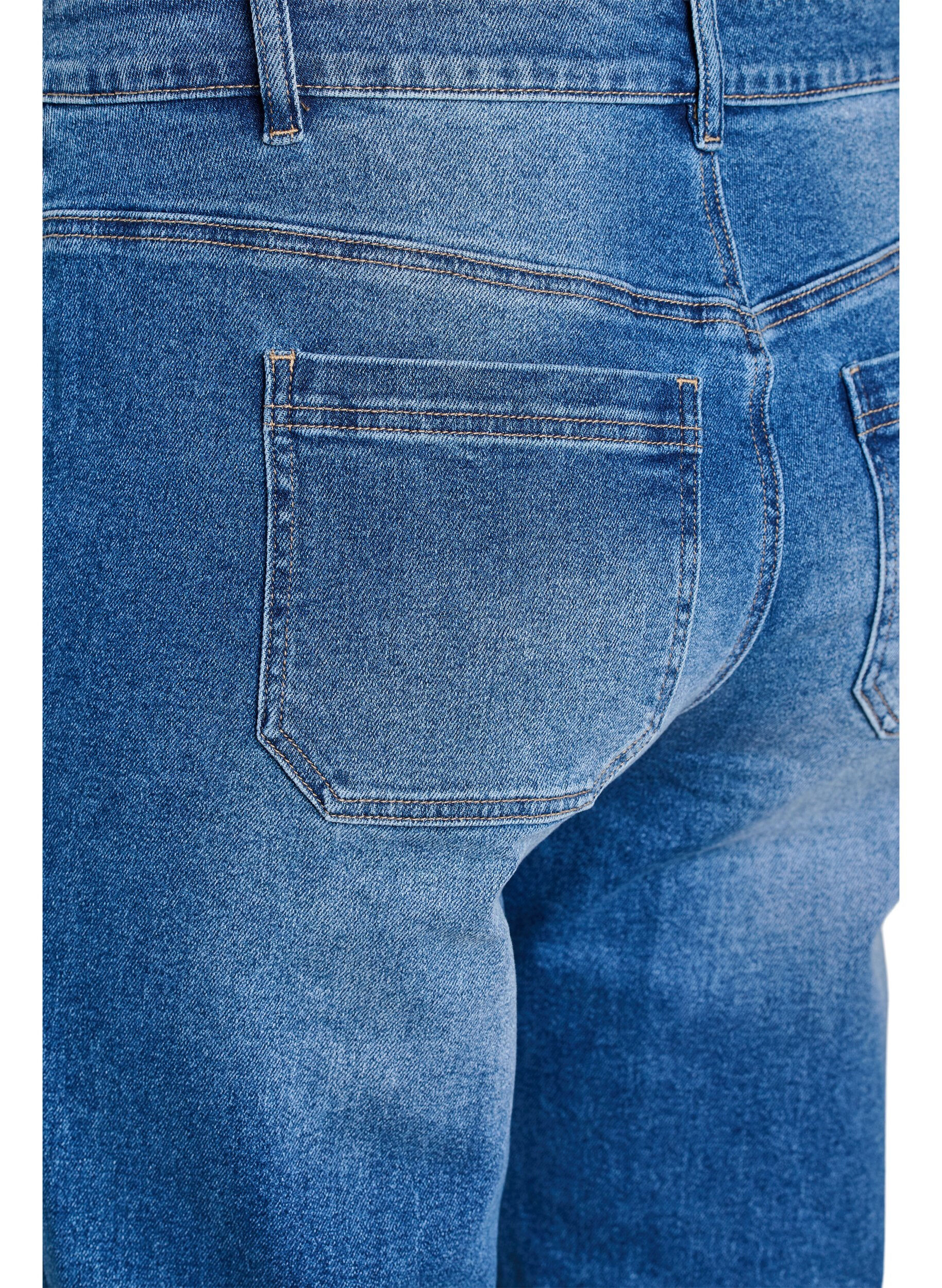 Zizzi Jeans met zakken aan de voorkant en rechte pijpen, Blauw, Packshot image number 3