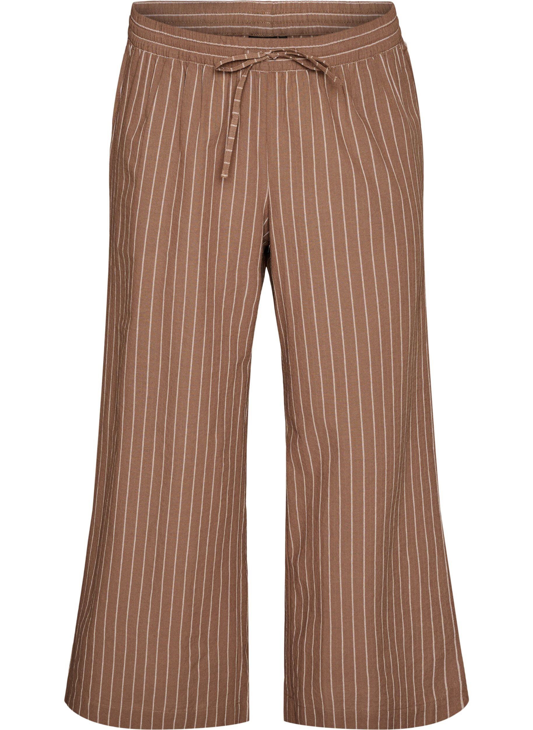 ZizziLosse broek met hoge taille en zakken, Bruin, Packshot image number 0