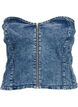 Denim korset top met rits, Blue denim, Packshot image number 0