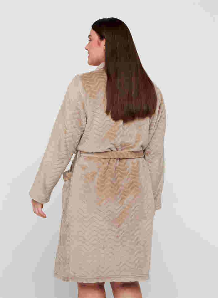 Korte badjas met zakken en patroon, Cuban Sand, Model image number 1