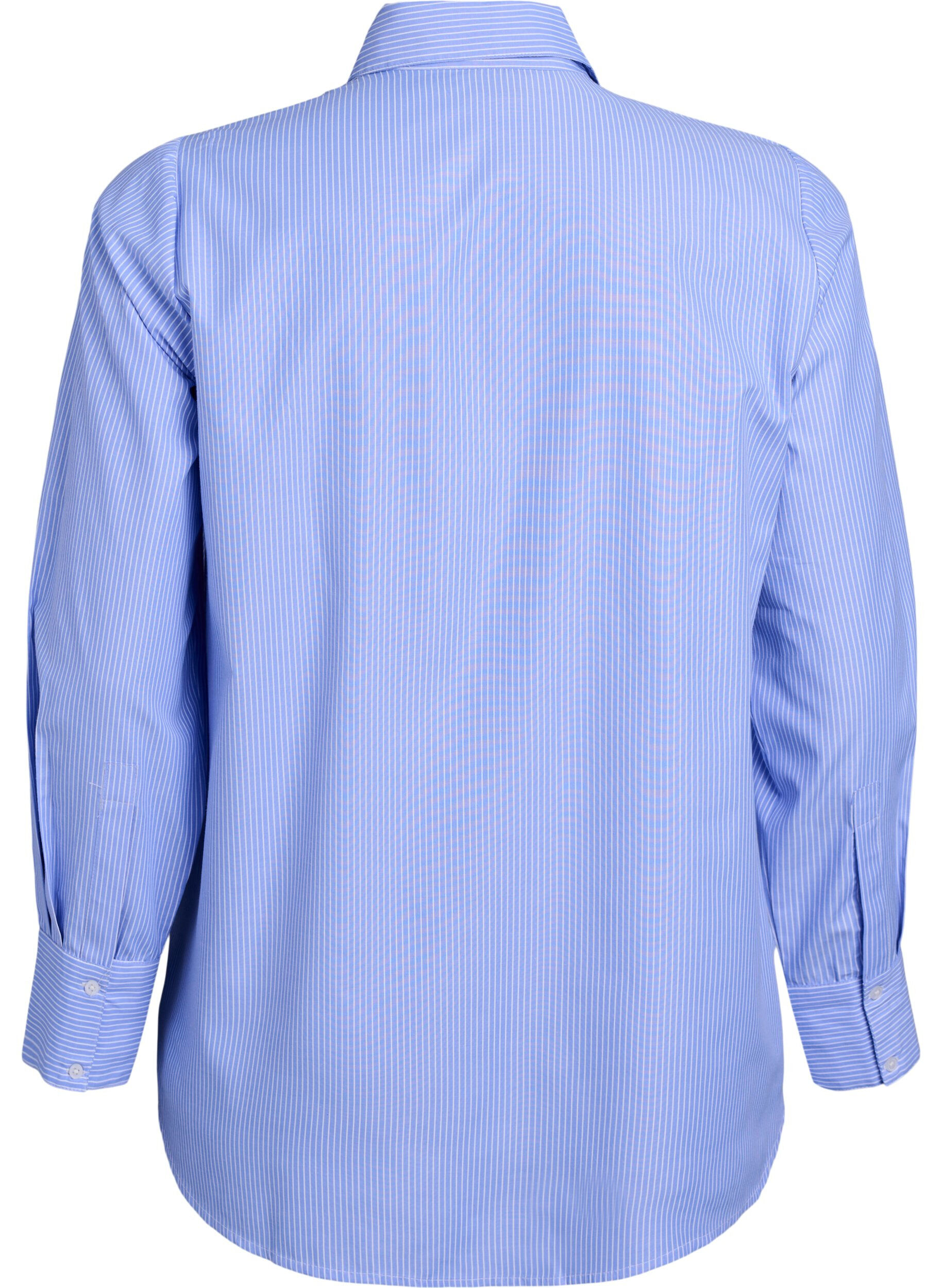 Zizzi Blouse met strepen en studs, Blauw, Packshot image number 1
