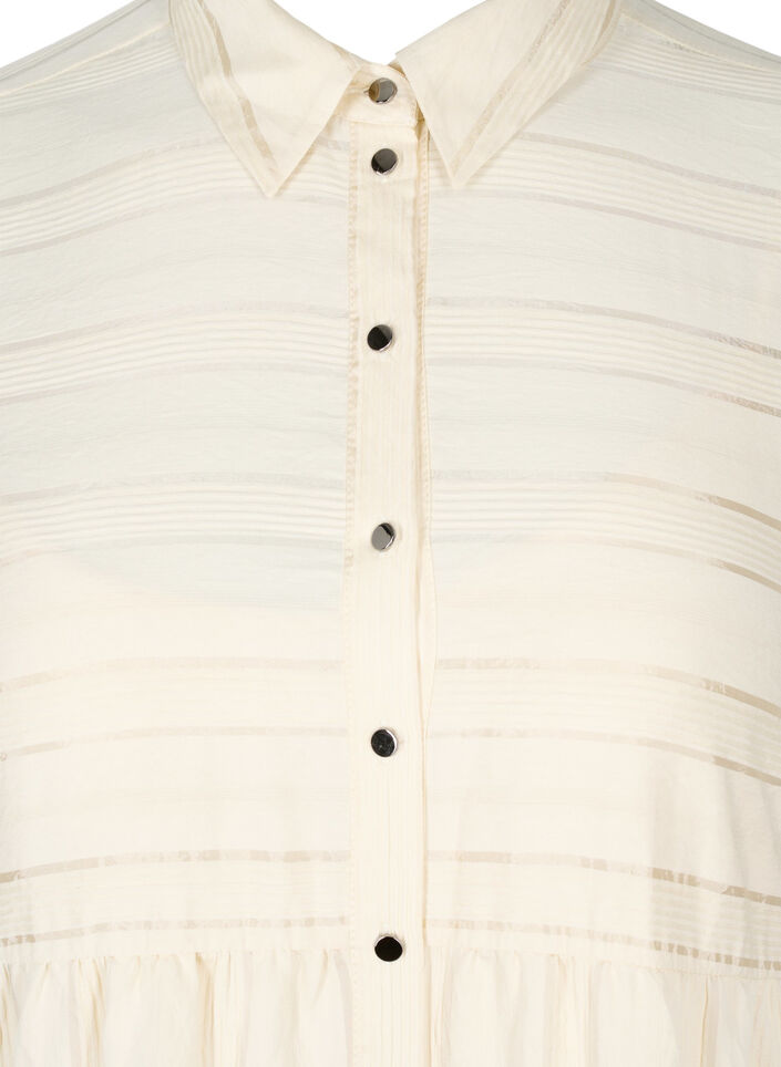 Gedessineerde viscose tuniek met knopen en lange mouwen, Fog, Packshot image number 2