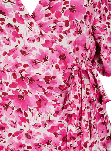 Viscose blouse met wikkel, Pink Flower Rain, Packshot image number 2
