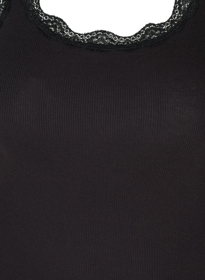 Top met kant, Zwart, Packshot image number 2