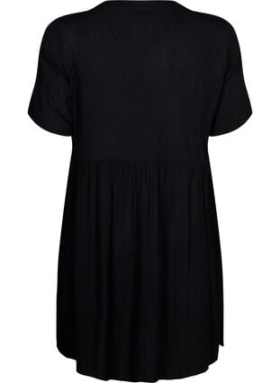 A-lijn viscose jurk met korte mouwen, Black, Packshot image number 1