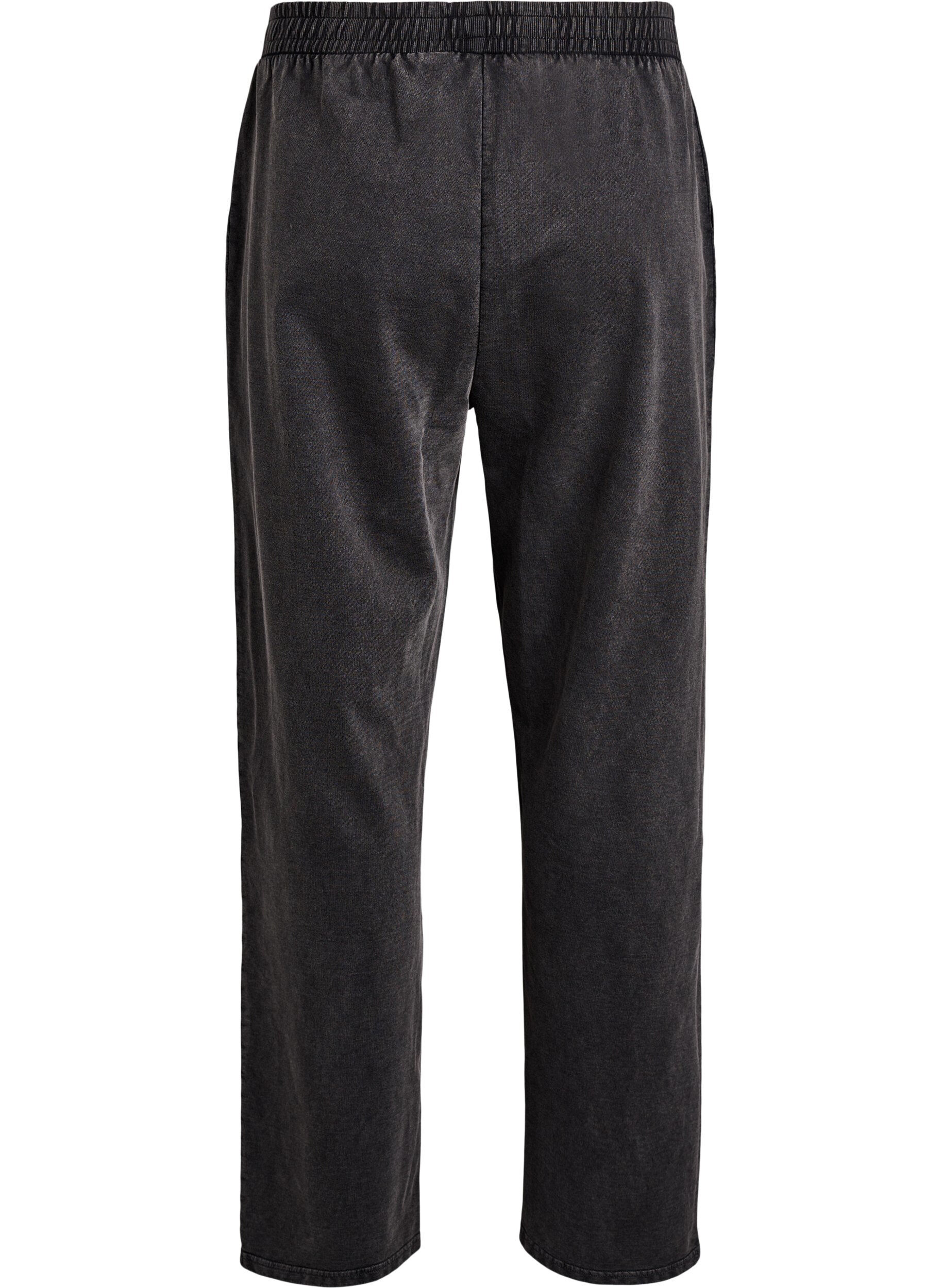 Zizzi Sweatpants met wijde pijpen en gewassen effect, Grijs, Packshot image number 1