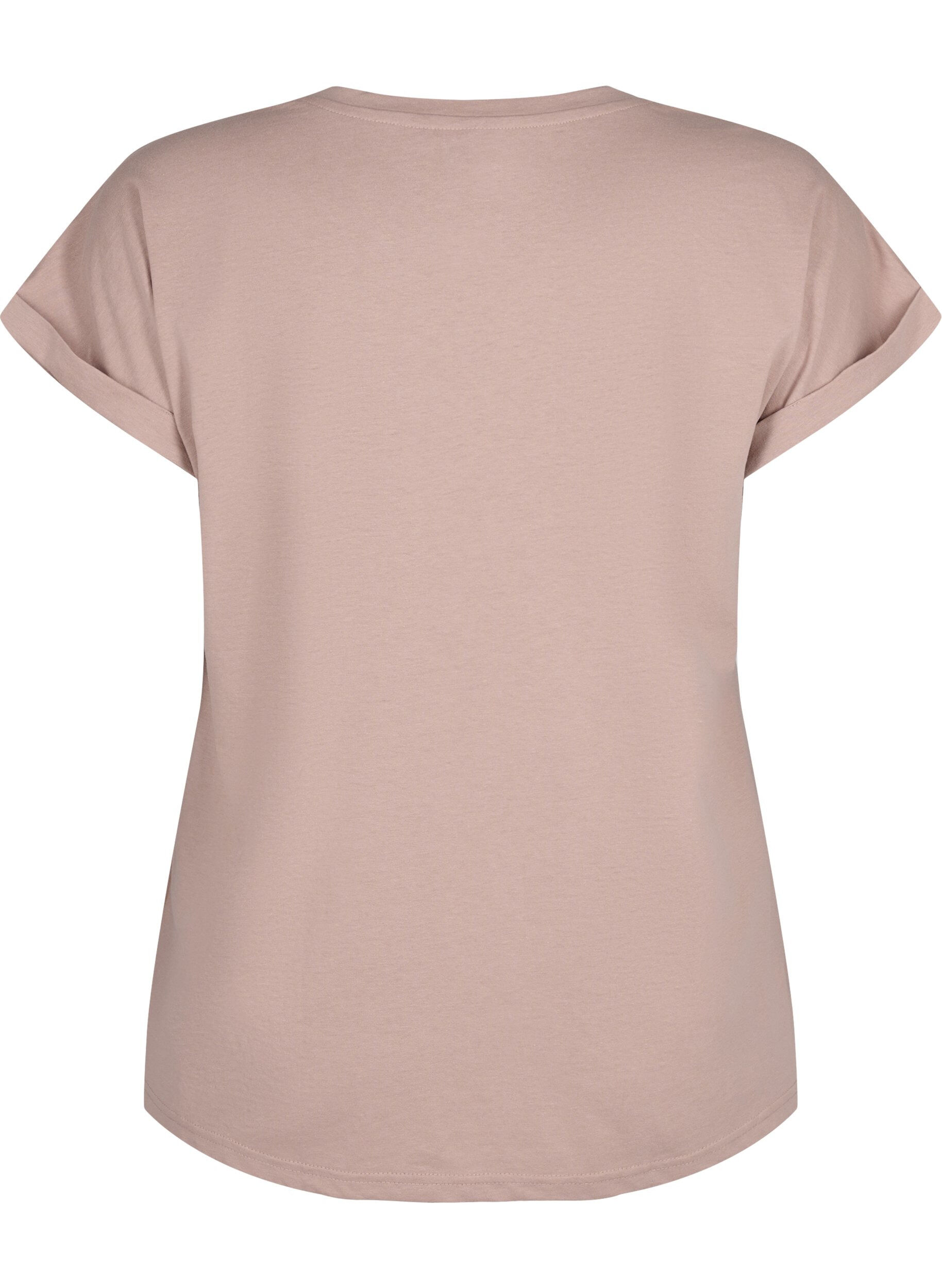 Zizzi T-shirt met korte mouwen van katoenmix, Roze, Packshot image number 1