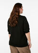 Gebreide blouse met korte mouwen en kleine strikken, Zwart, Model image number 2