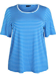 T-shirt met TENCEL&trade; Lyocell en strepen, Blauw