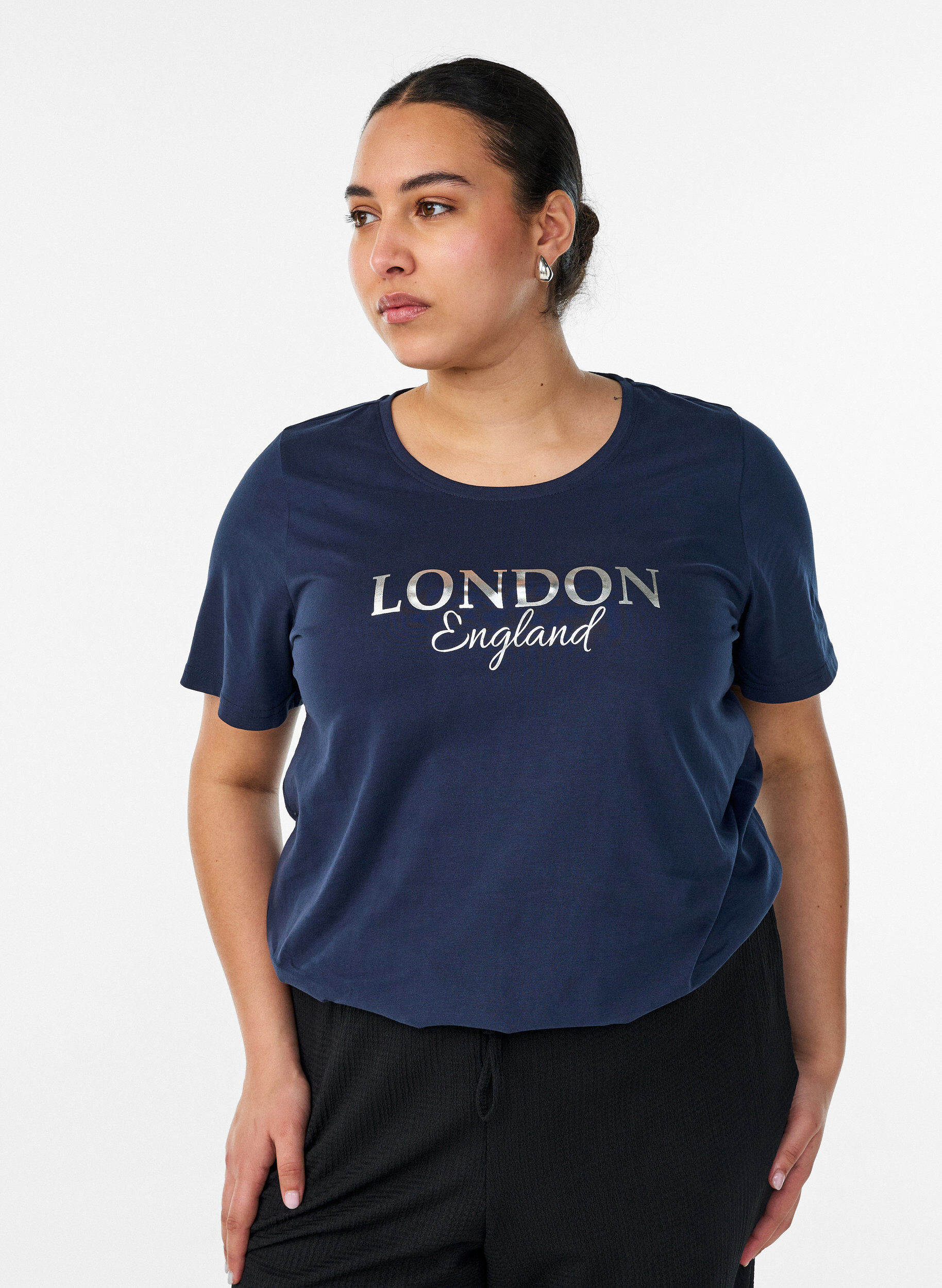 T-shirt met motief, Blauw, Model