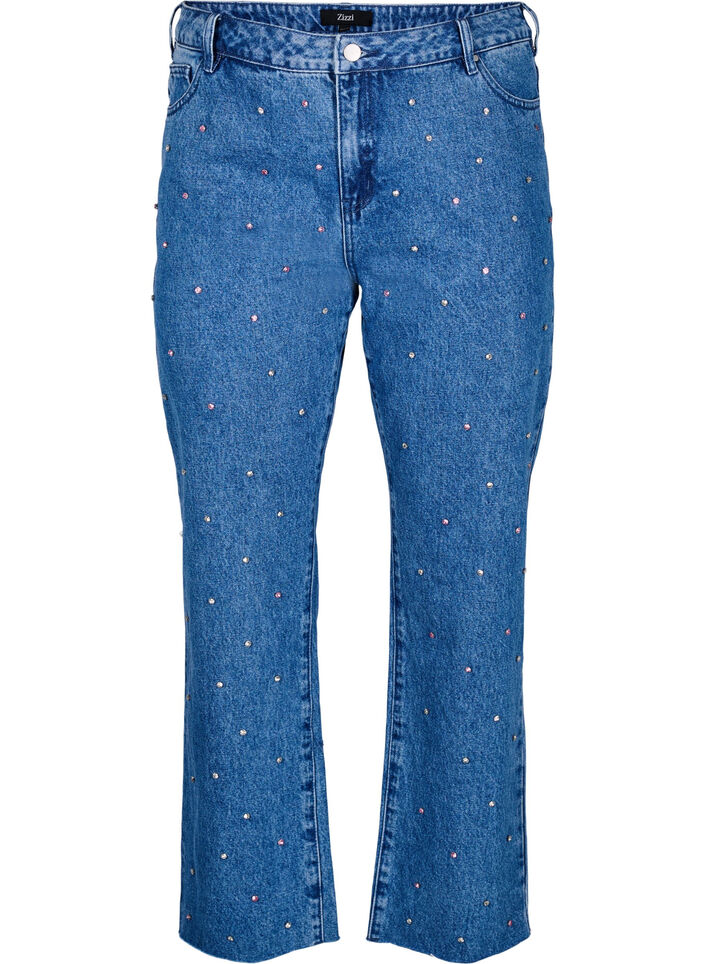 Hoog getailleerde Gemma jeans met strass-steentjes, Blauw, Packshot image number 0