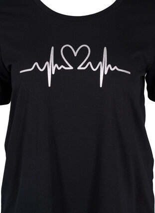 Pyjama t-shirt met korte mouwen en print, Black HEARTBEAT, Packshot image number 2