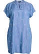 Lyocell jurk met een denimlook en geborduurde bloemen, Blauw, Packshot image number 0