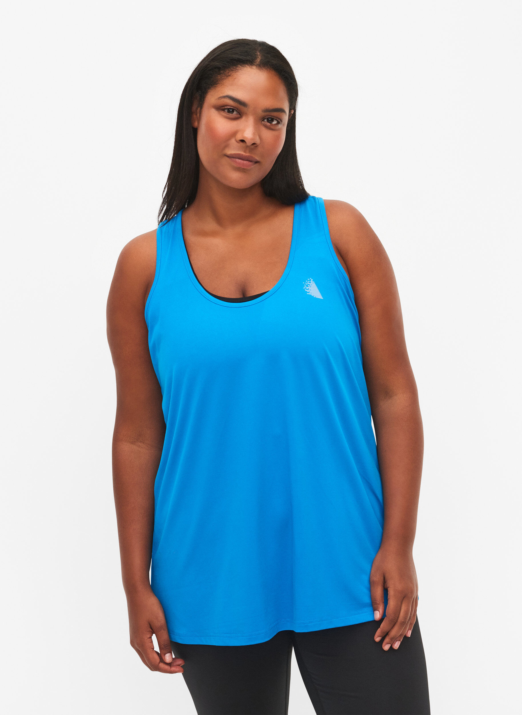 Zizzi Sporttop met kruisband op de rug, Blauw, Model image number 0