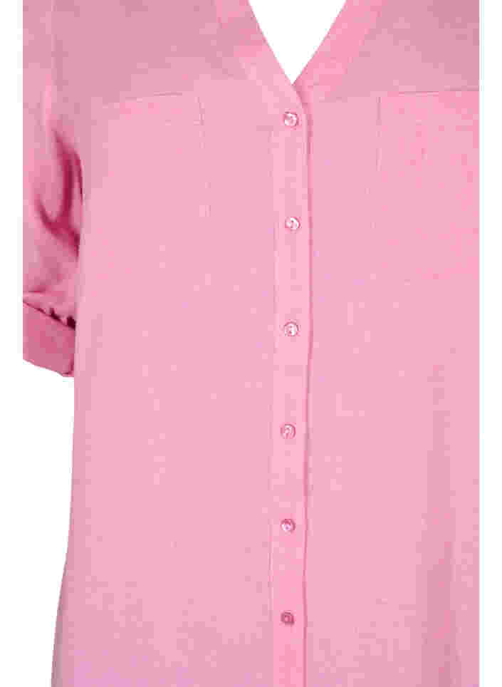 Lange blouse met 3/4 mouwen en v-hals, Rosebloom, Packshot image number 2