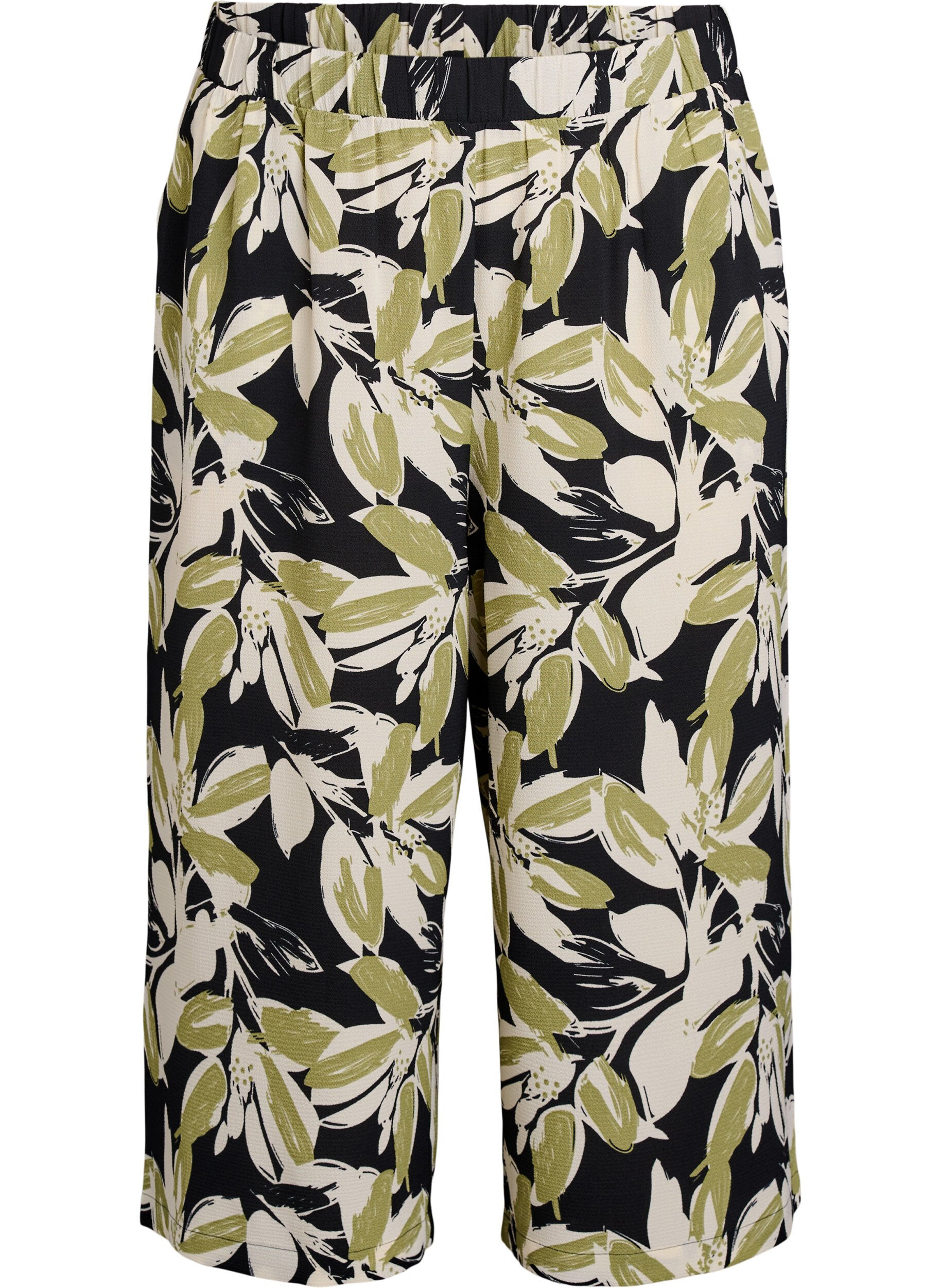 Zizzi Culotte broek met print, Zwart, Packshot image number 0