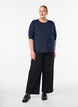 Fijngebreide blouse met korte mouwen, Blauw, Model image number 1