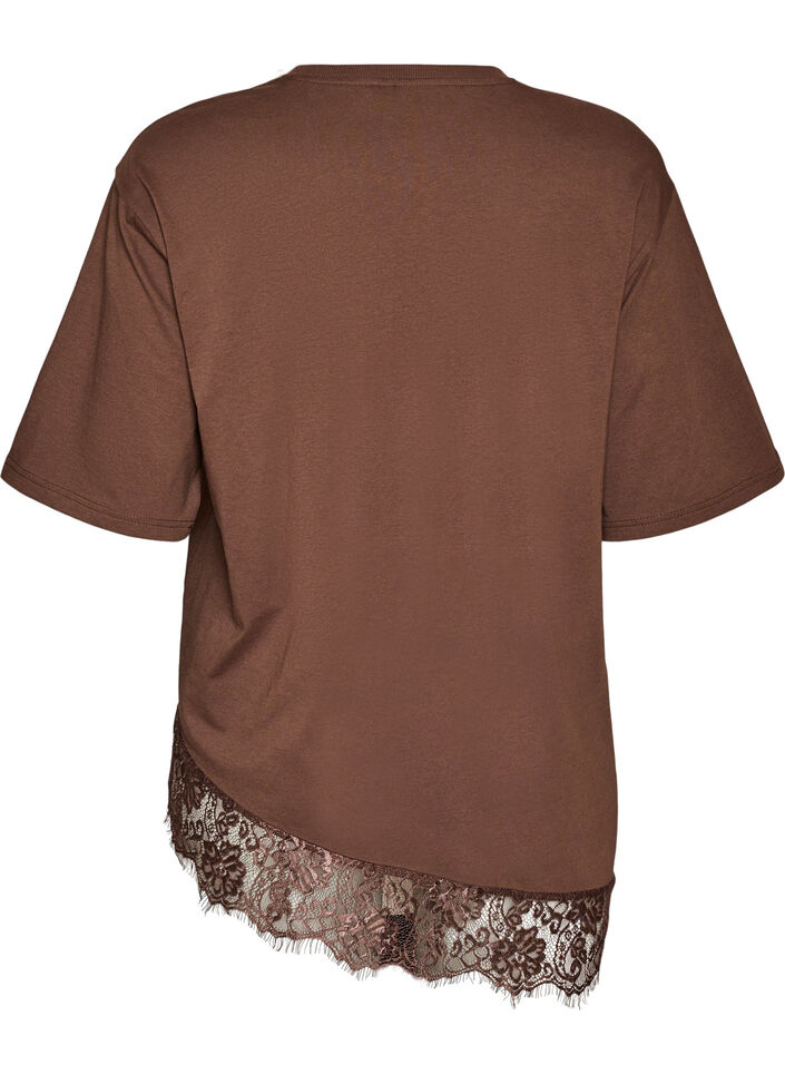 T-shirt met asymmetrische kanten zoom, Bruin, Packshot image number 1