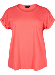 T-shirt met korte mouwen in een katoenmix, Rood