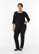 Basic katoenen t-shirt met 3/4 mouwen, Zwart, Model image number 1
