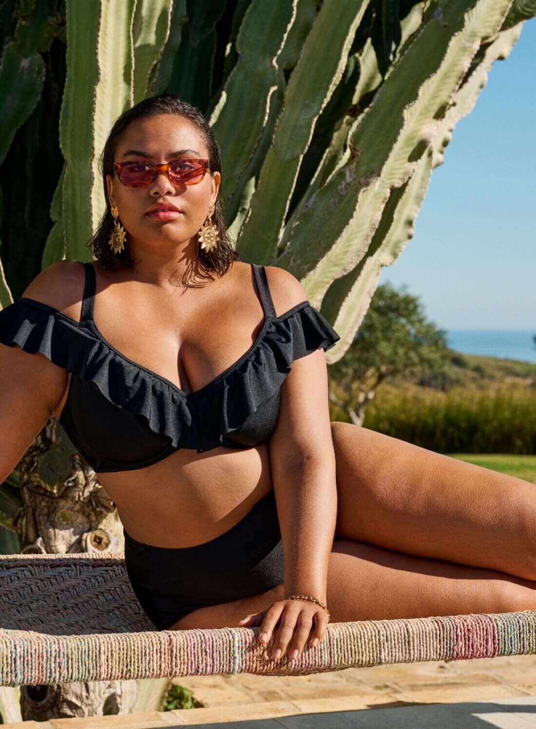 Zizzi Bikinitop met ruches, , Model