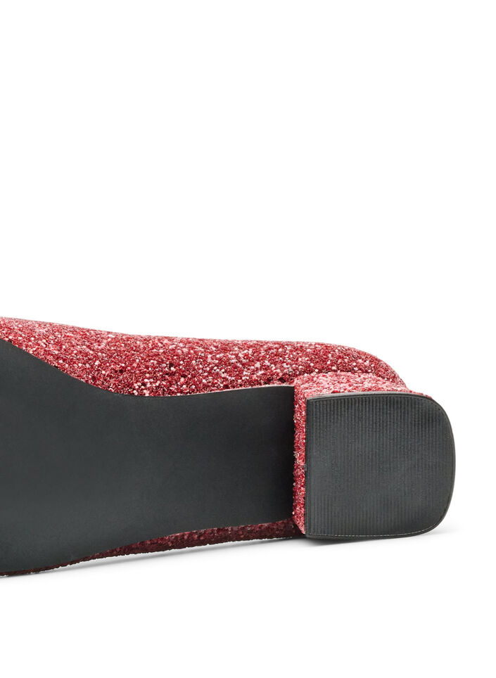 Glitter pump met strikje, Rood, Packshot image number 4